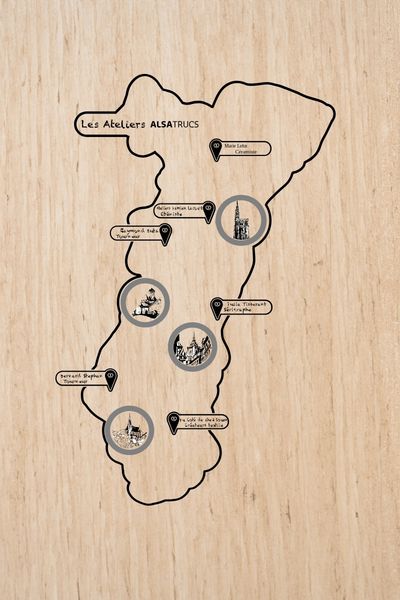 carte alsace bois gravé partenaires artisans locaux